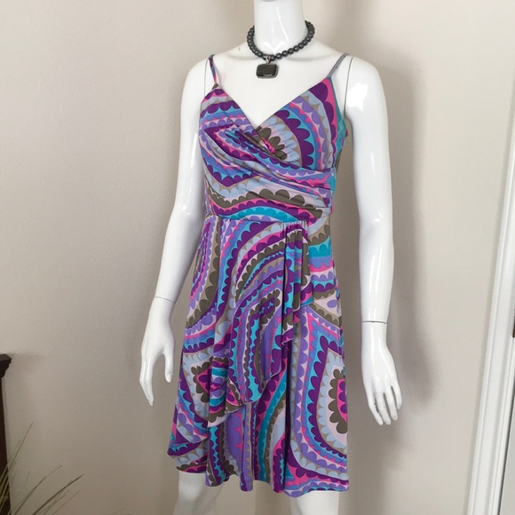 Colorful Trina Turk Silk Sun Dress Size 4 - Picture 1 of 7